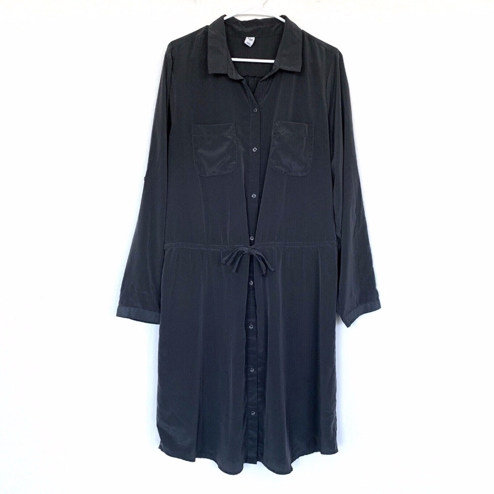 Old Navy Charcoal Gray Button Down Shirt Dress